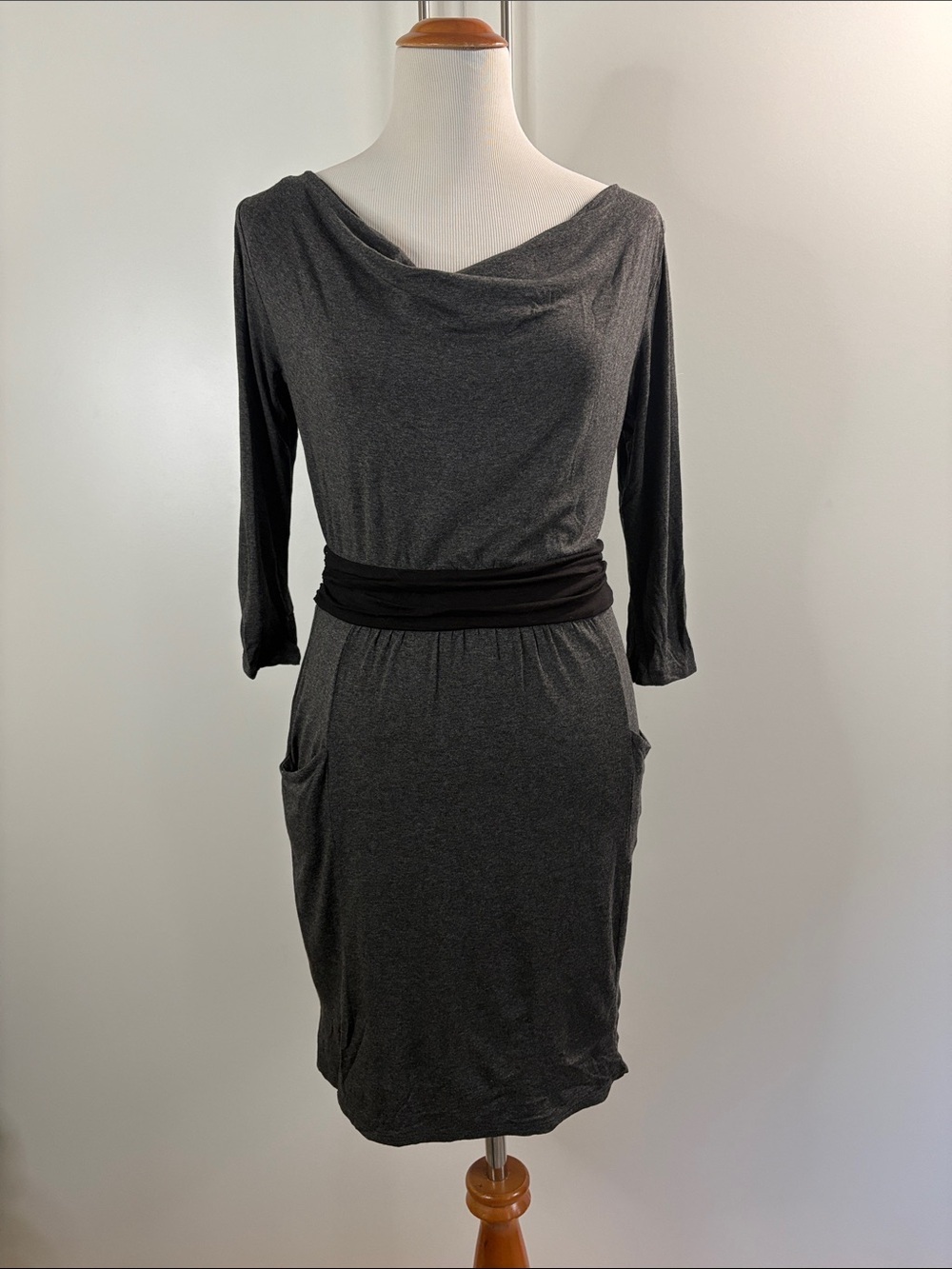 Weston Wear Gray Jersey Knit 3/4 Sleeve Dress S made in USA